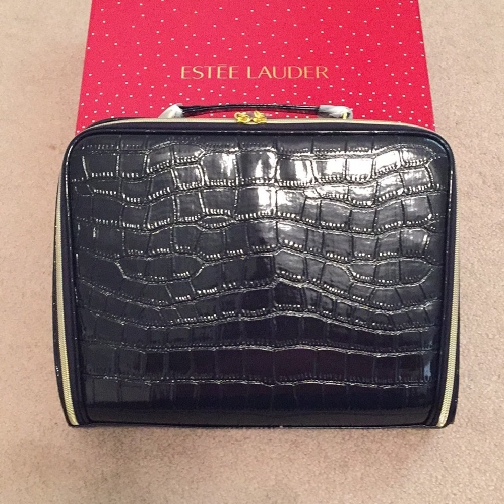 Estée Lauder Navy Blue Travel Bag Zipper Closure Cosmetic/Toiletry Case